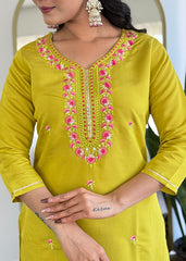 Rayon Embroidered Straight Kurta