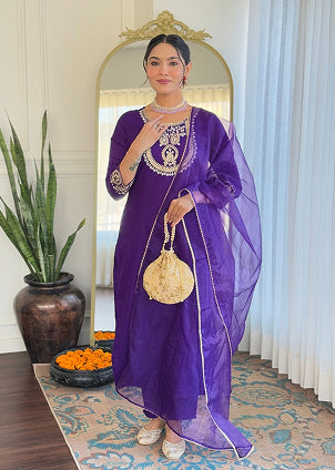 Rayon Slub Embroidered Straight Kurta with Rayon Slub Pant